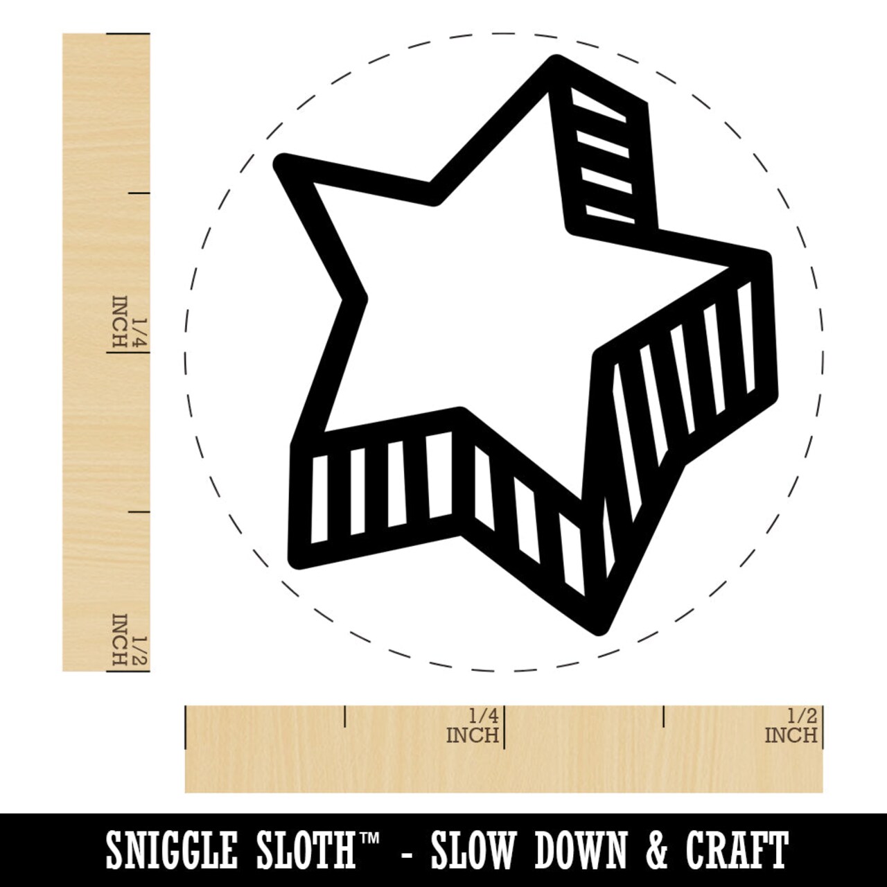 Star with Shadow Excellent Doodle Self-Inking Rubber Stamp for Stamping Crafting Planners